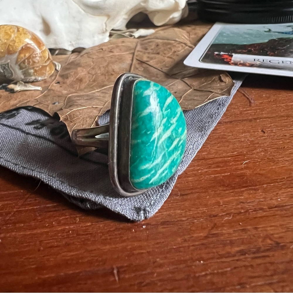 Genuine Exquisite Quality Russian Amazonite 925 Sterling Silver ring 8 or 8.5
